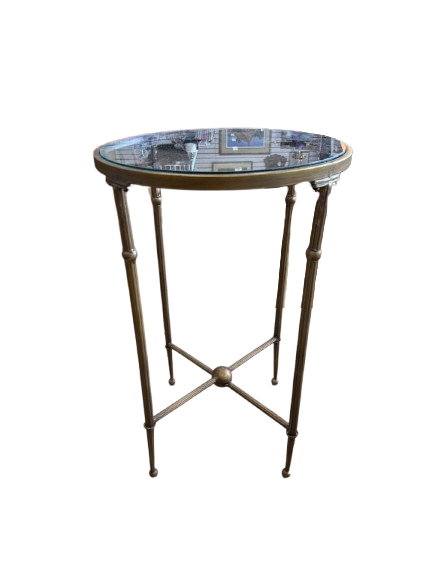 Gold & Clear Metal & Glass Round Occasional Table