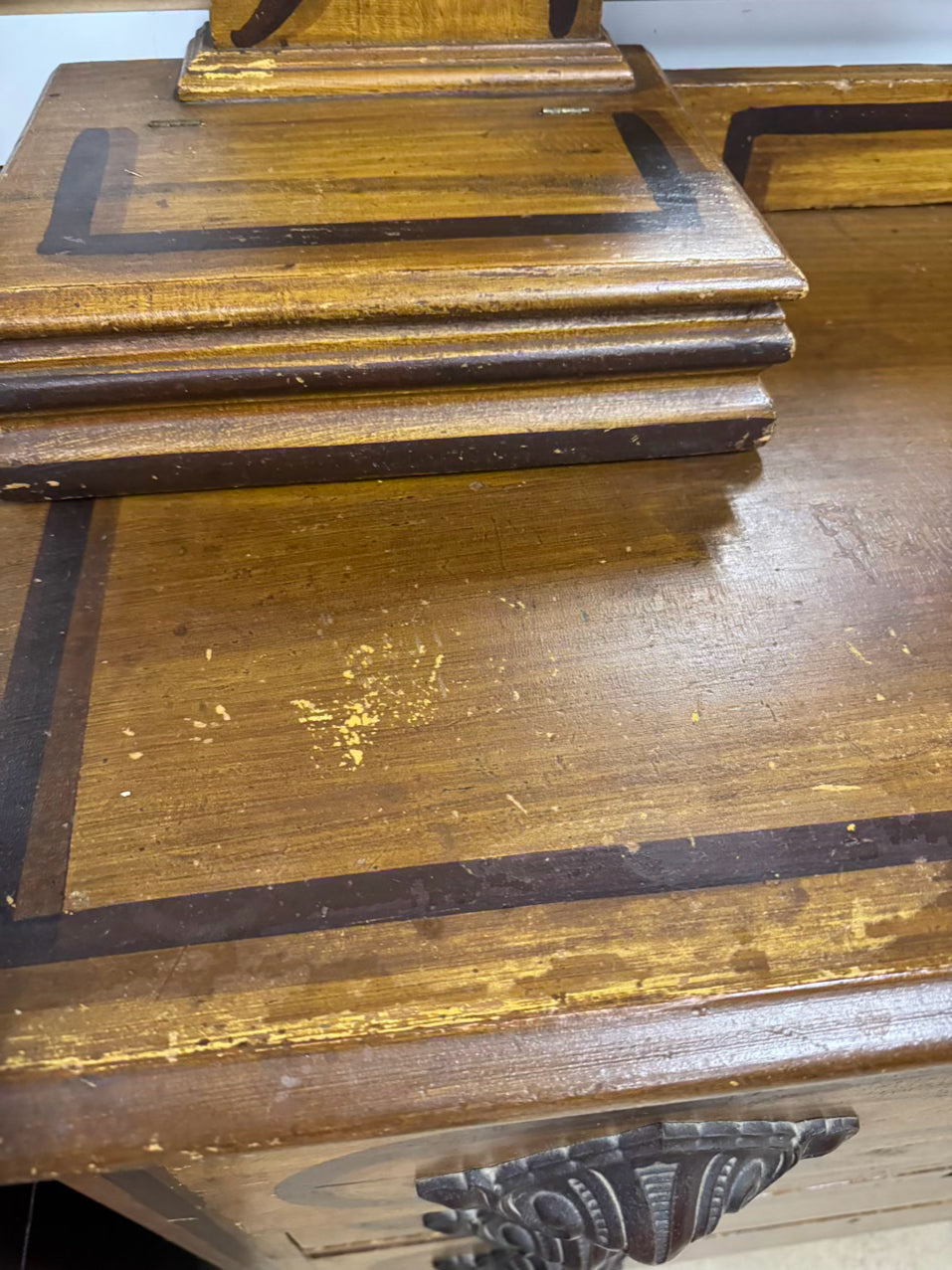 ANTIQUE Wood Dresser w/ Smoky Mirror