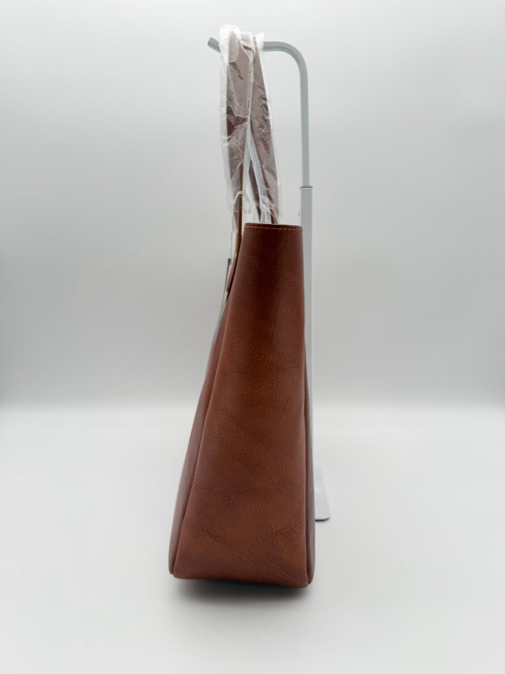 IVY COVE East West Brown & Blue Stripe Leather Tote Bag NWT