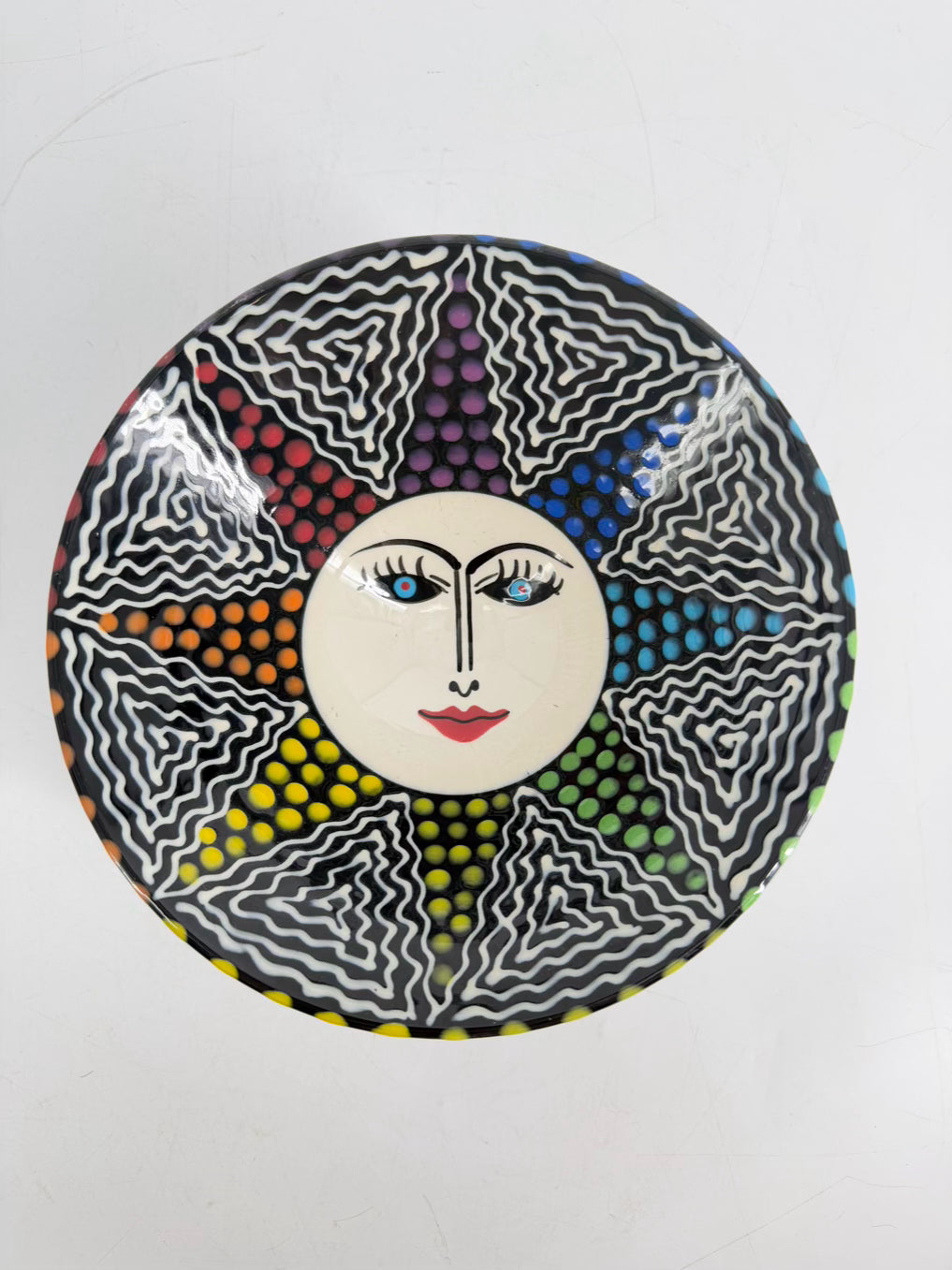 PATRICK DOUGHERTY Picasso Inspired Black & Multi Hand Painted Pottery Bowl