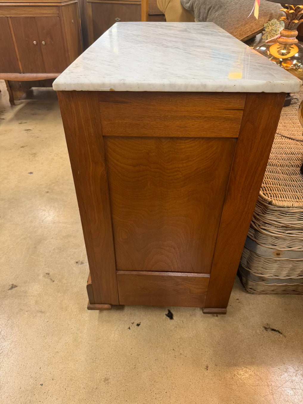 ANTIQUE Dark Wood & Marble 3 Drawer Chest