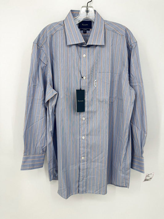 FACONNABLE Size 43 Blue Stripe Dress Shirt NWT