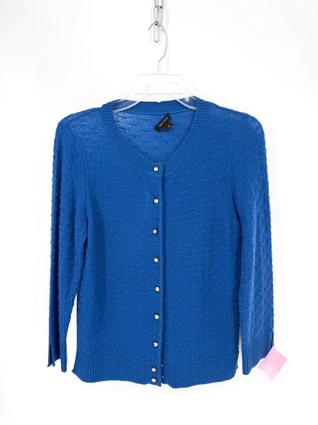 MARC JACOBS Wmn's Size M Blue Cashmere Rhinestone Detail Cardigan