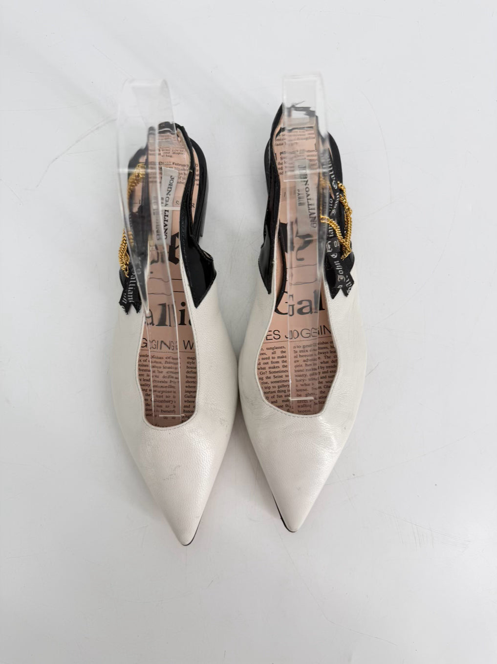 JOHN GALLIANO Size 36.5 White & Black Flats