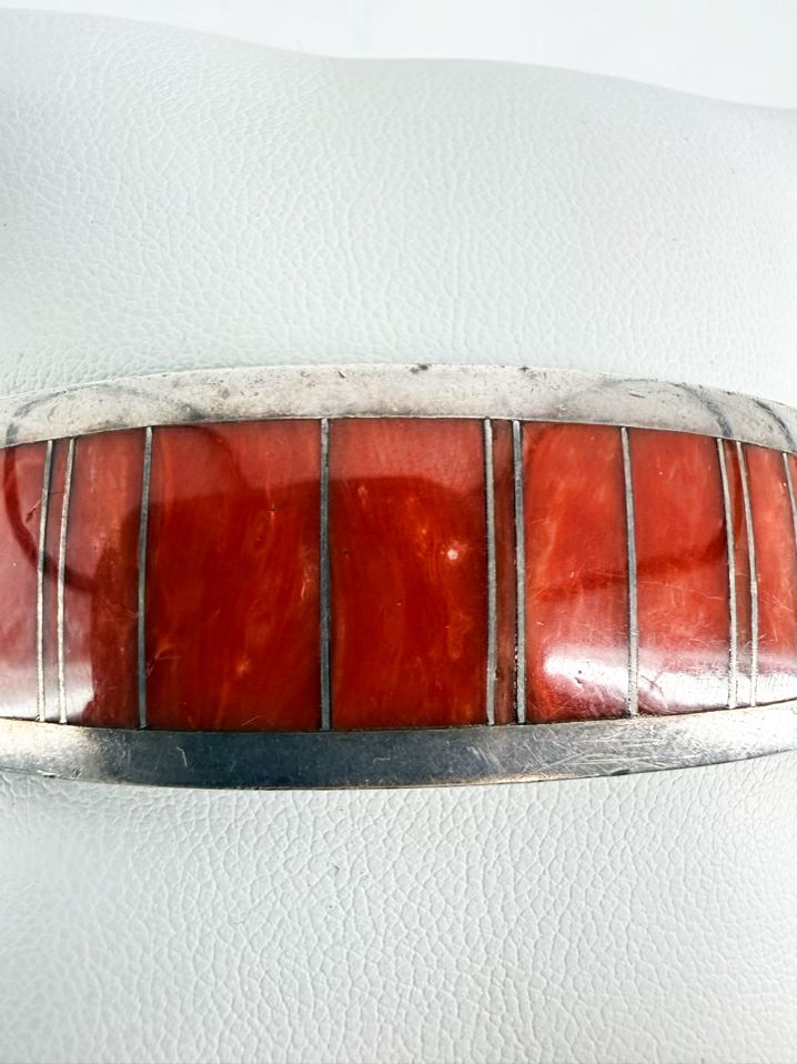 RAY TRACY STERLING SILVER Orange Spiny Oyster Shell Cuff