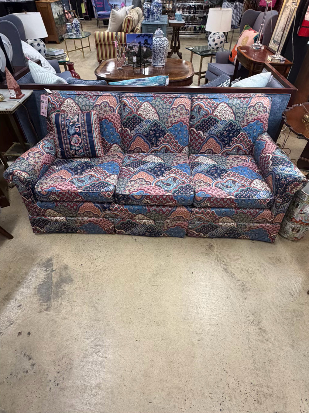 Blue, Rose & Aqua Paisley Sofa