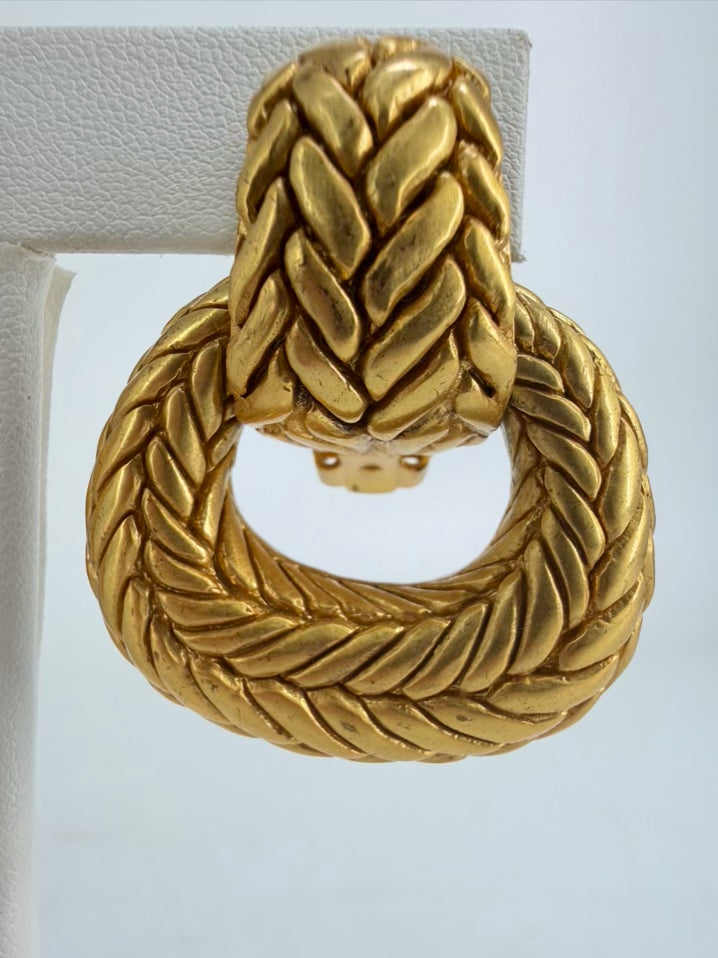 JULIE VOS 24K GOLD Overlay Door Knocker Clip On Earrings