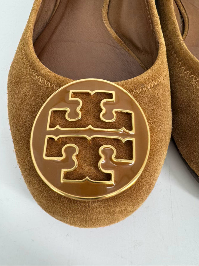 TORY BURCH Size 8 Chestnut Suede Flats