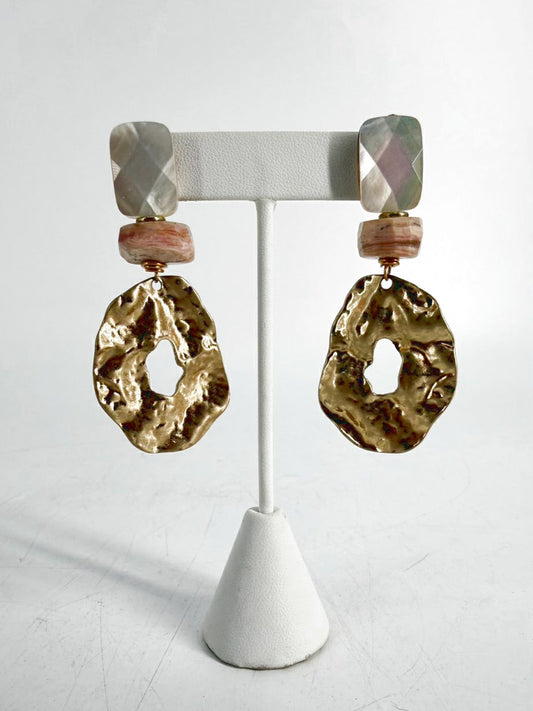 JOHN WIND Gold Tone Dangle Earrings w/ Clear Crystal Pendant