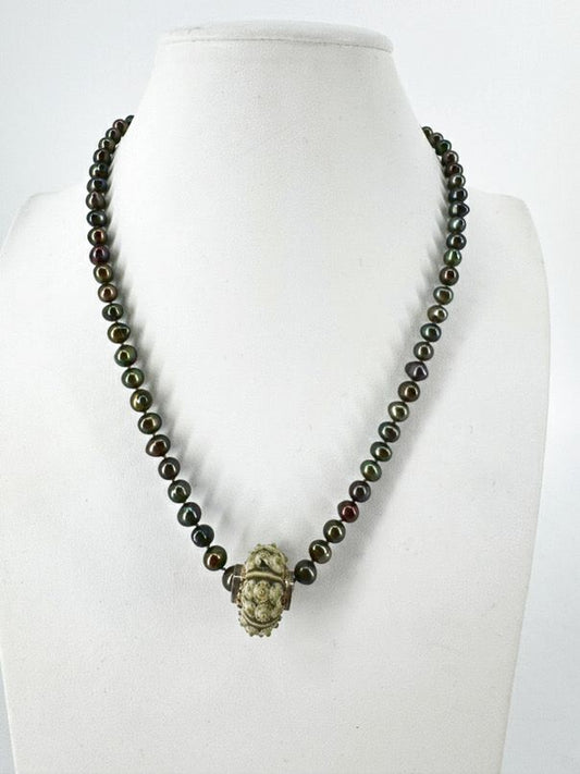 Silver & Gold Tone Freshwater Pearl Seashell Necklace