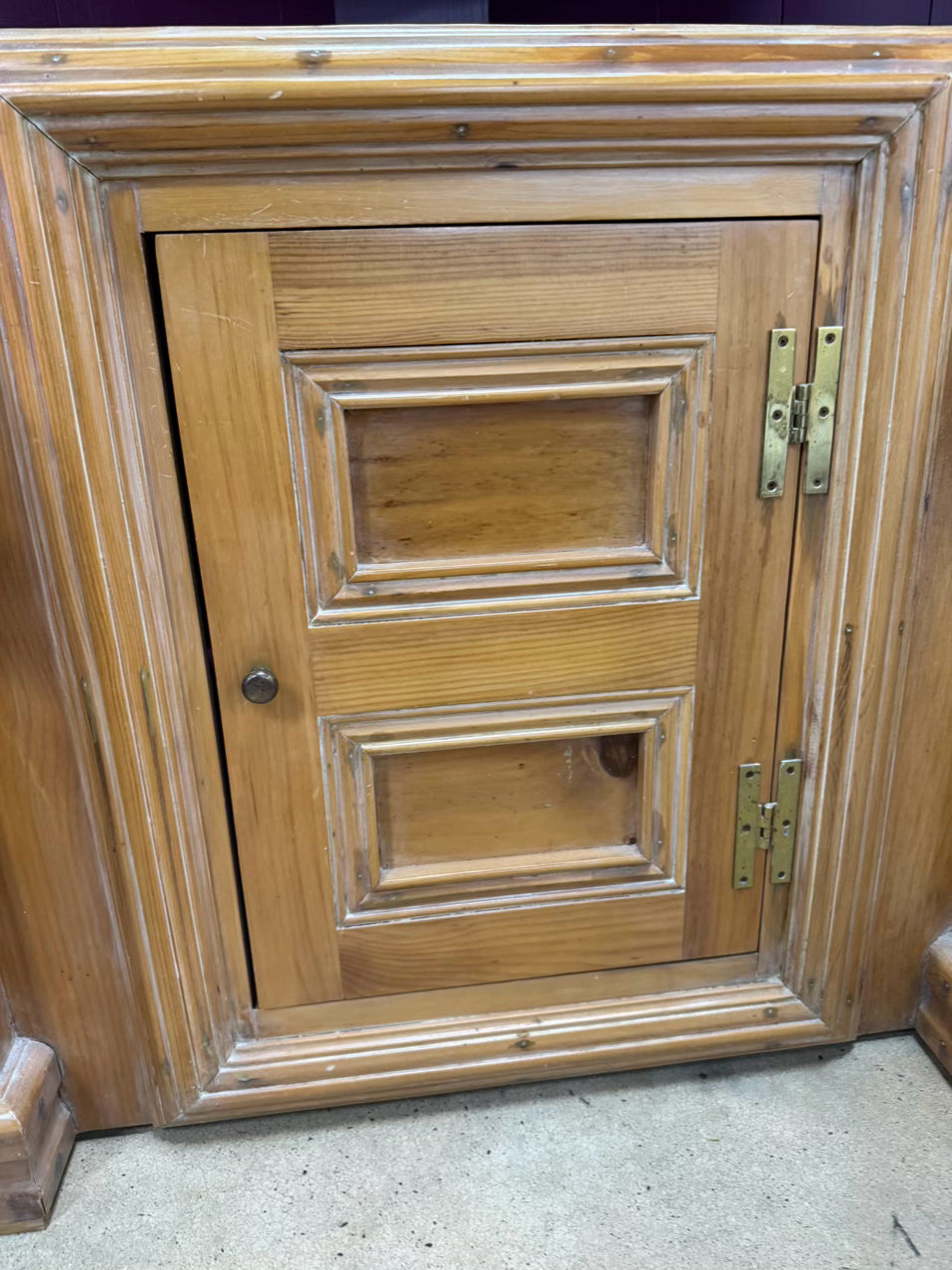 Light Pine Purple Painted Shelves Corner Cupboard