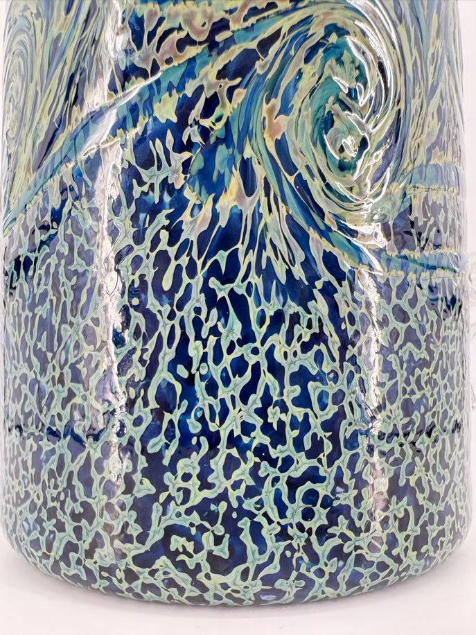 Blue & Yellow Blown Glass Stary Night Pitcher