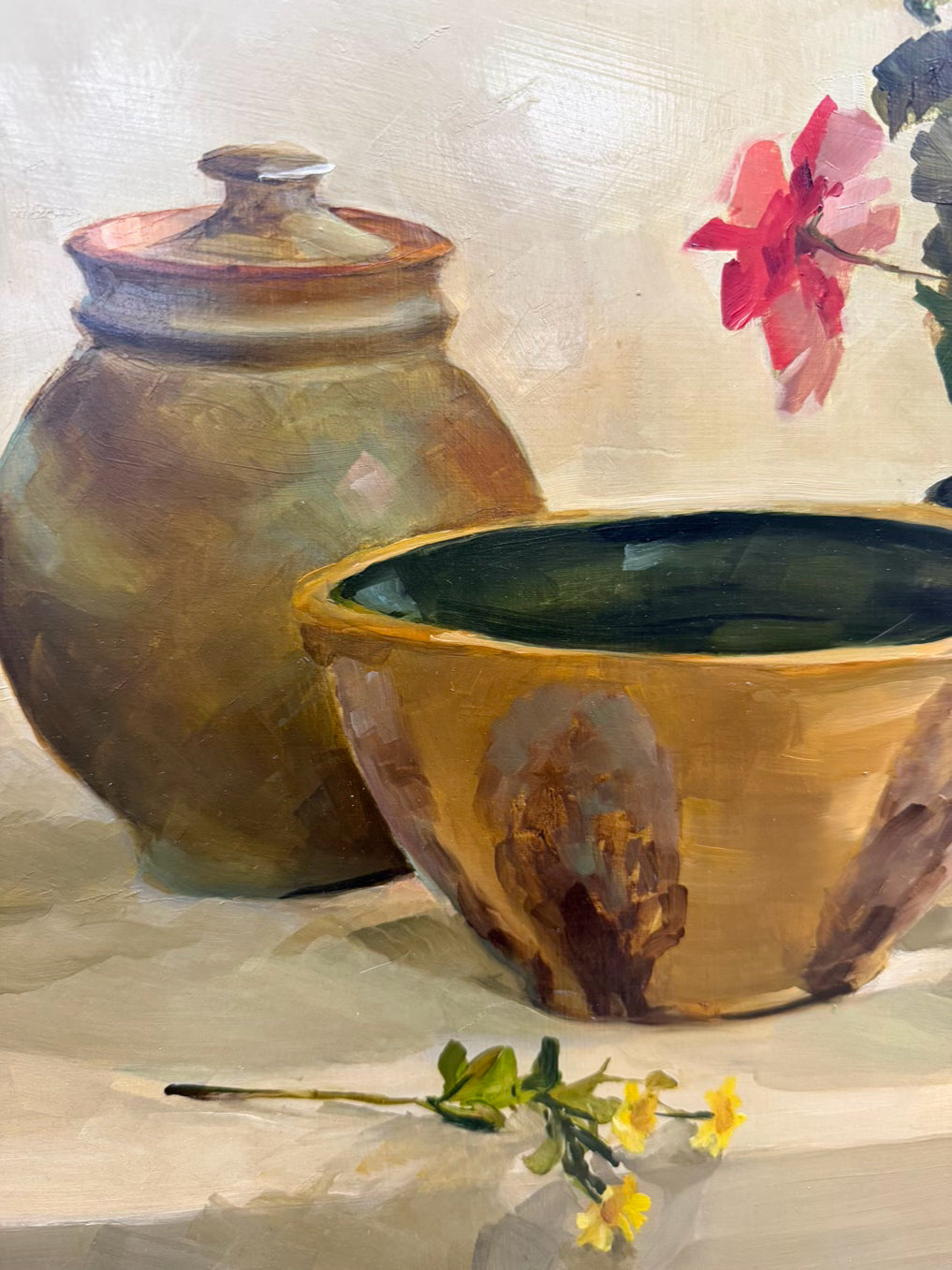 SIGNED DELLA ROBERTS Still Life Painting In Brown Frame