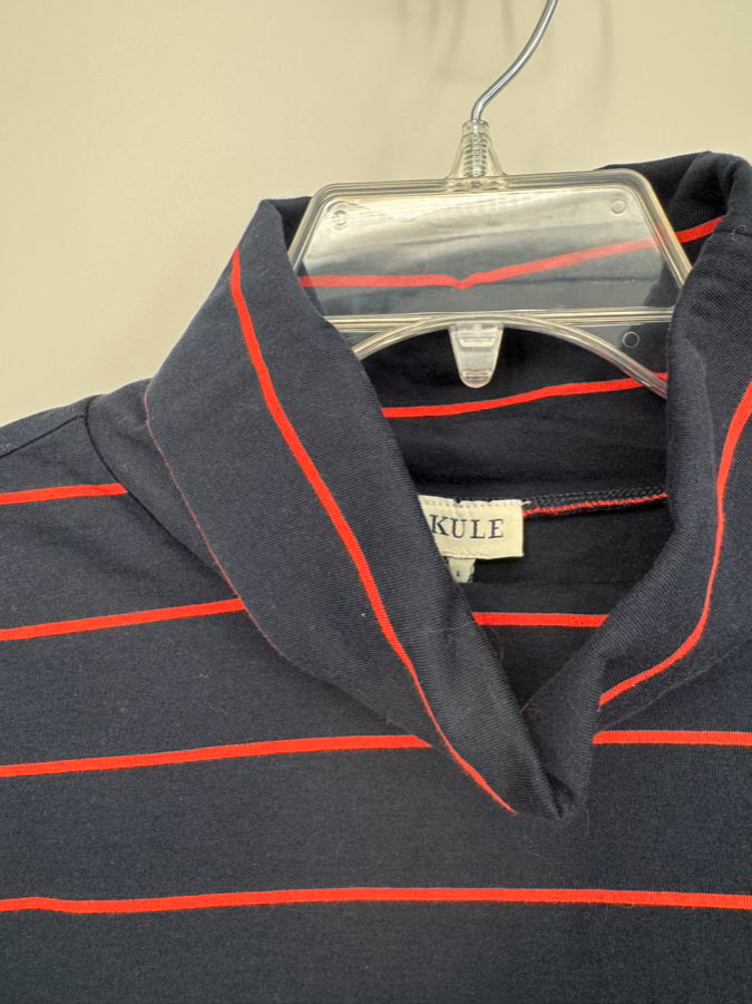 KULE Size L Navy & Orange Stripe Turtleneck NWT