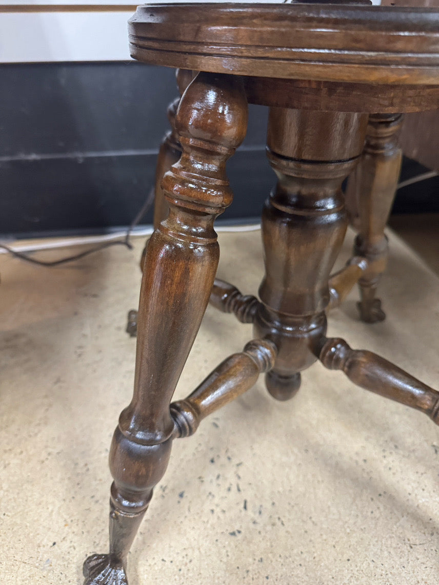 Wood Round Ball & Claw Feet Piano Stool
