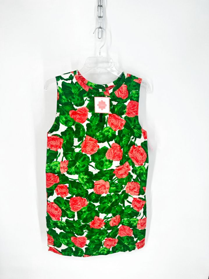 JANE SUMMERS Size 8 Green & Coral Print Sleeveless Dress NWT