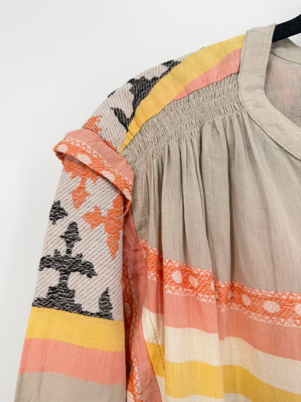 PEARL & CAVIAR Size M/L Taupe & Coral Midi-Dress