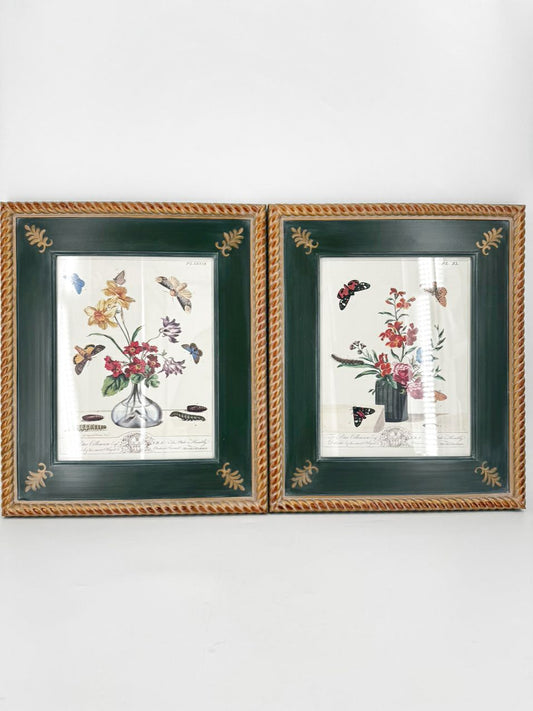 CHELSEA HOUSE Moses Harris Pair of Prints in Green Gilt Frames