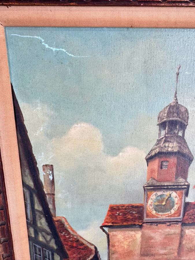 VINTAGE Street in Germany Painting in Gold Frame