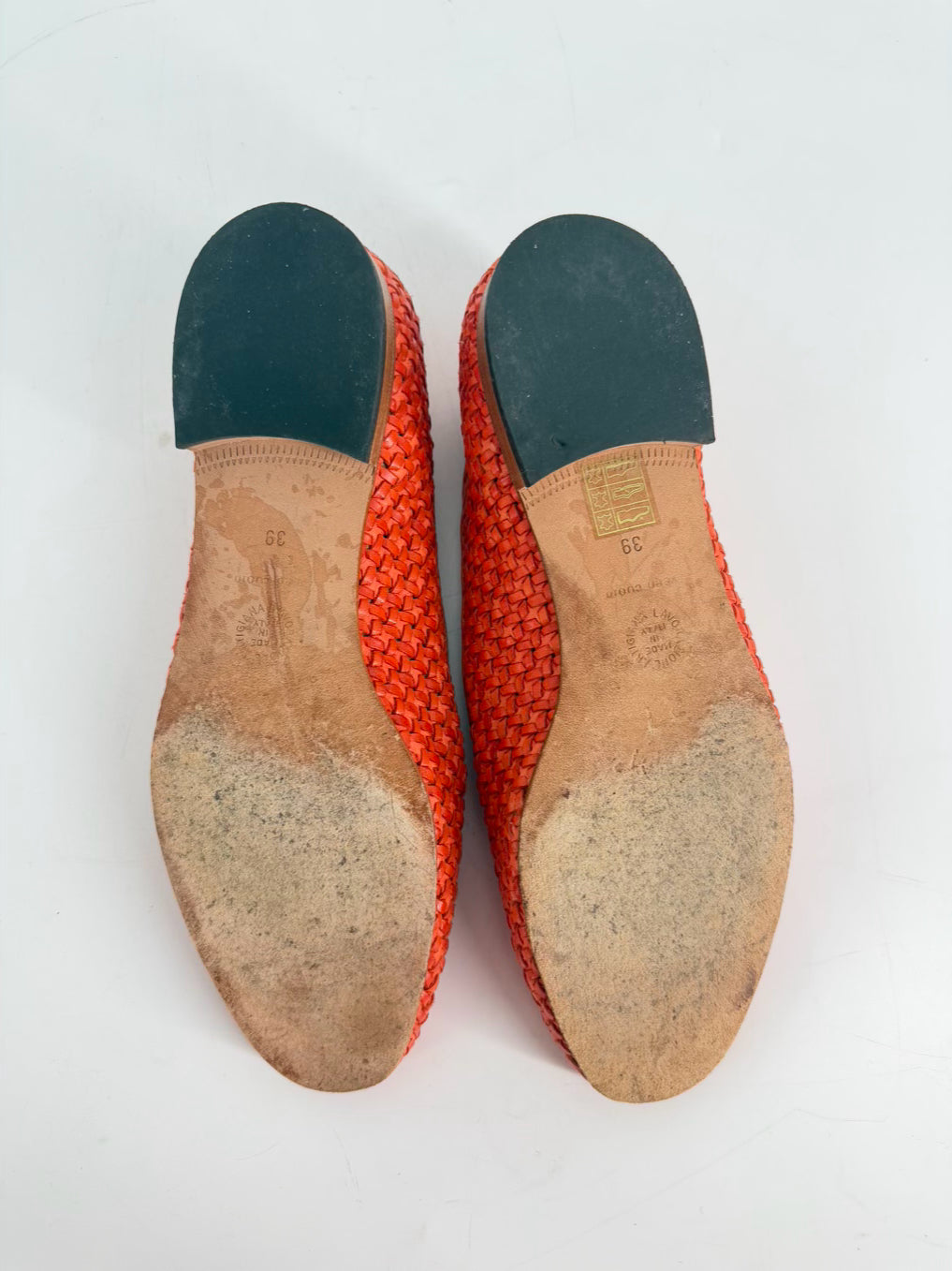 ANN MASHBURN Size 39 Orange Leather Loafers