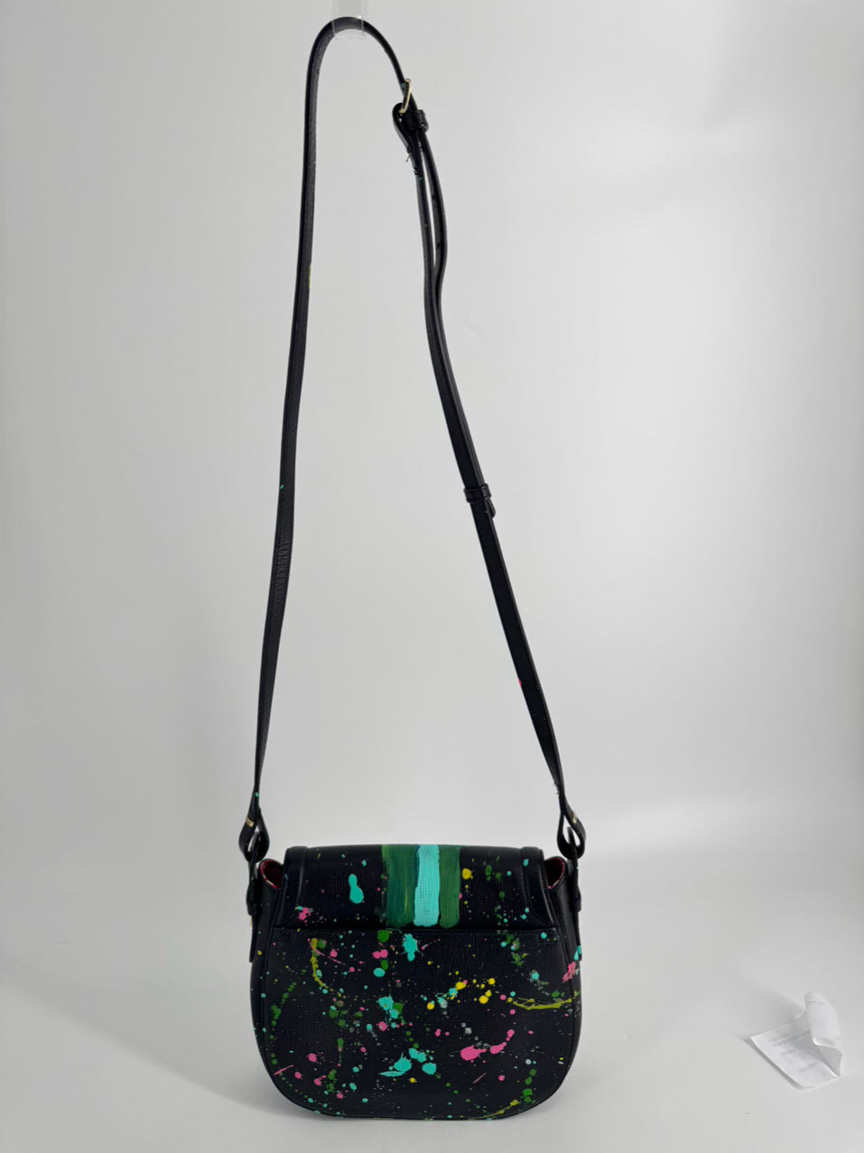 BENE ITALY WINDY O'CONNER Black & Multicolor Handpainted Crossbody Bag