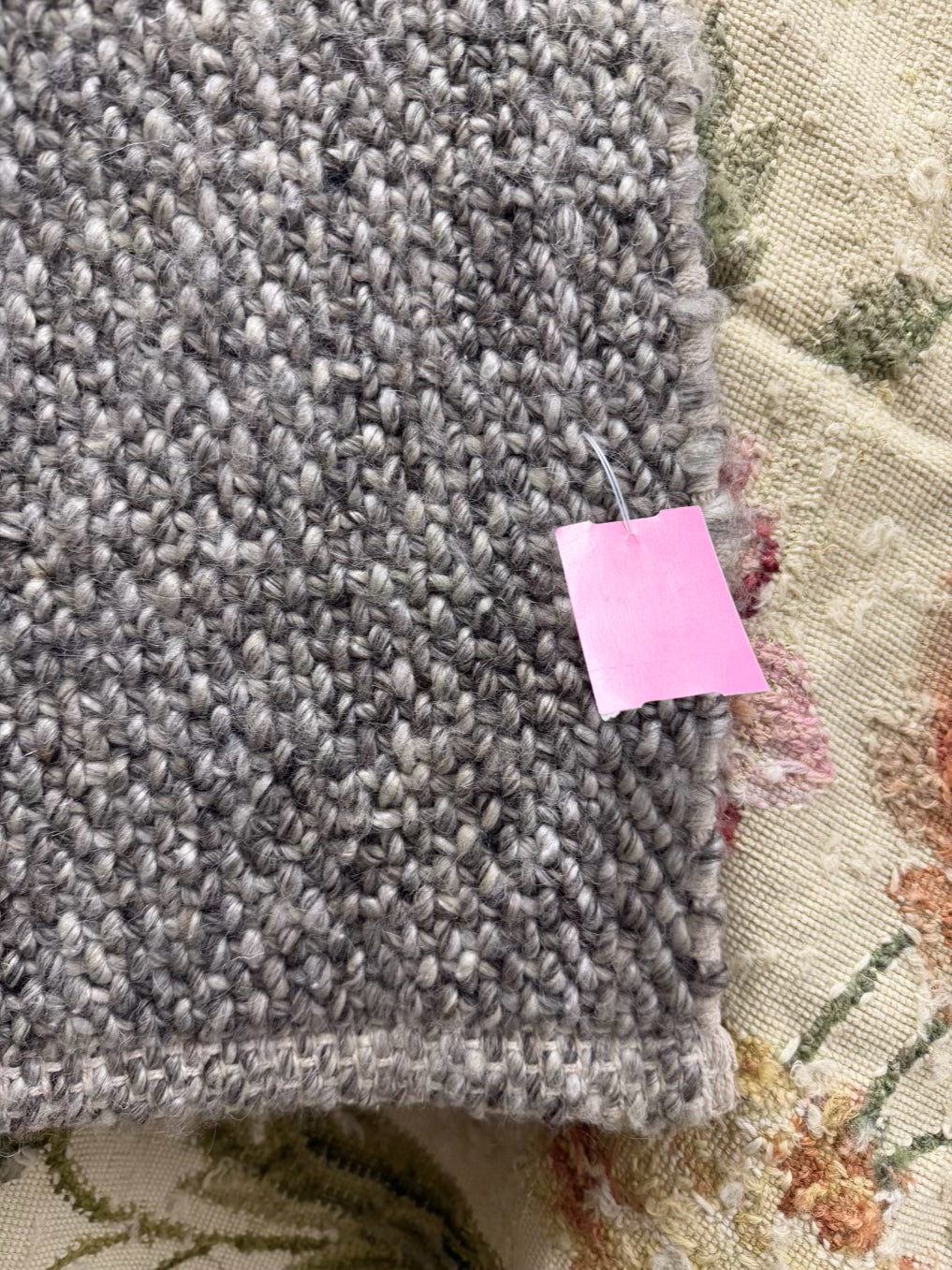 WORLD MARKET Gray & Cream Woven Wool Blend Area Rug