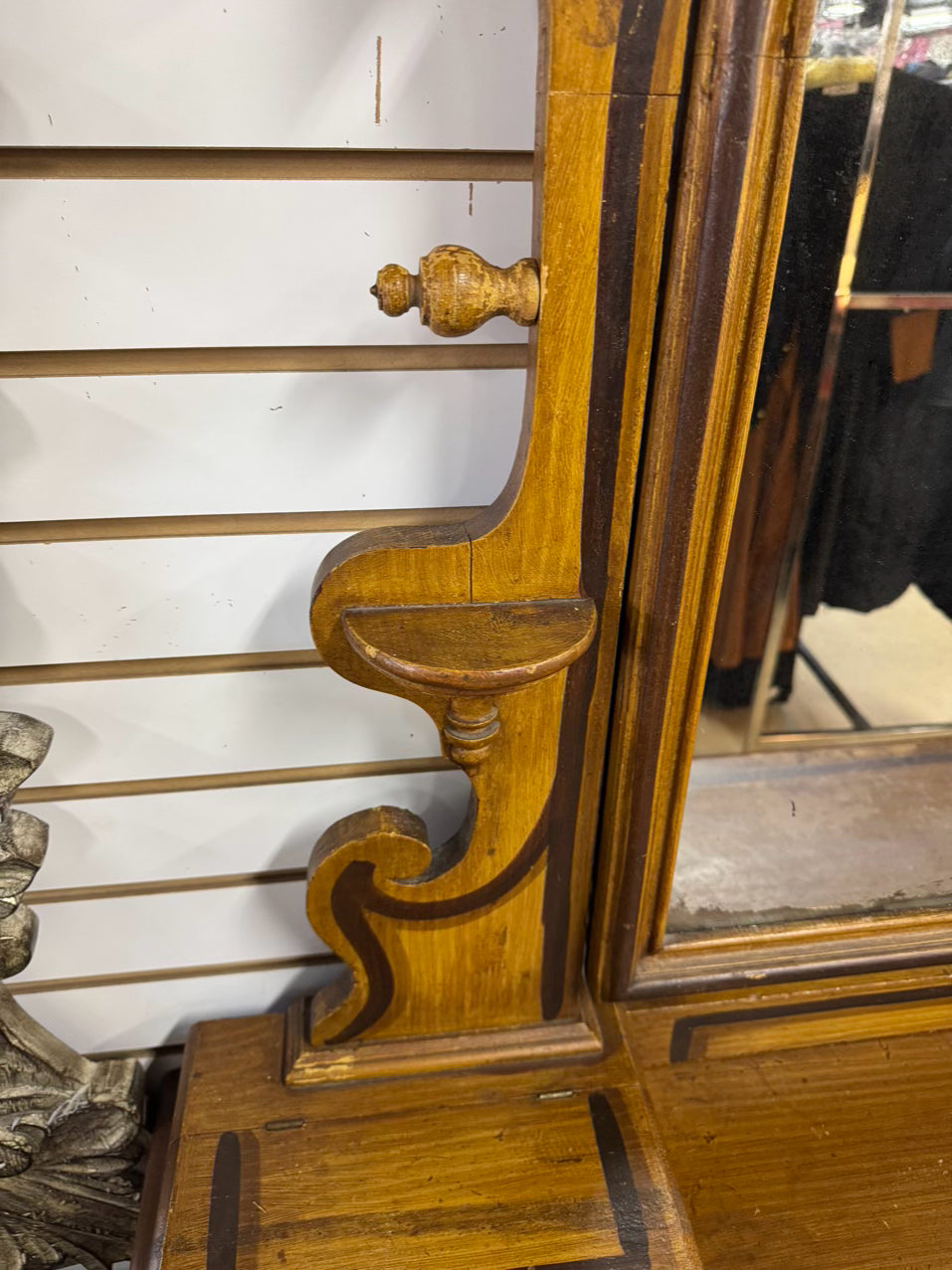 ANTIQUE Wood Dresser w/ Smoky Mirror