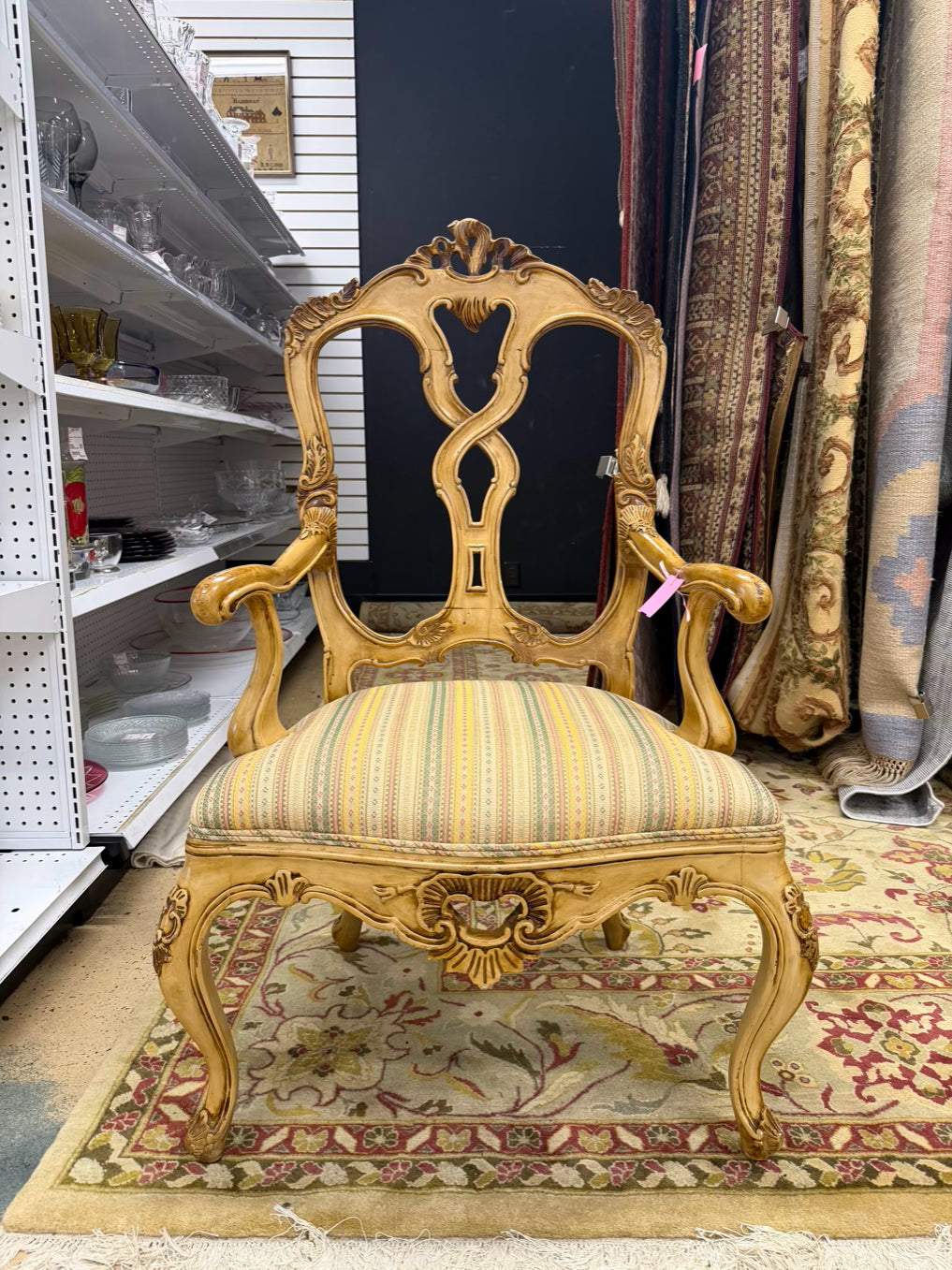 Light Resin Queen Ann Chair w/ Fabric Seat