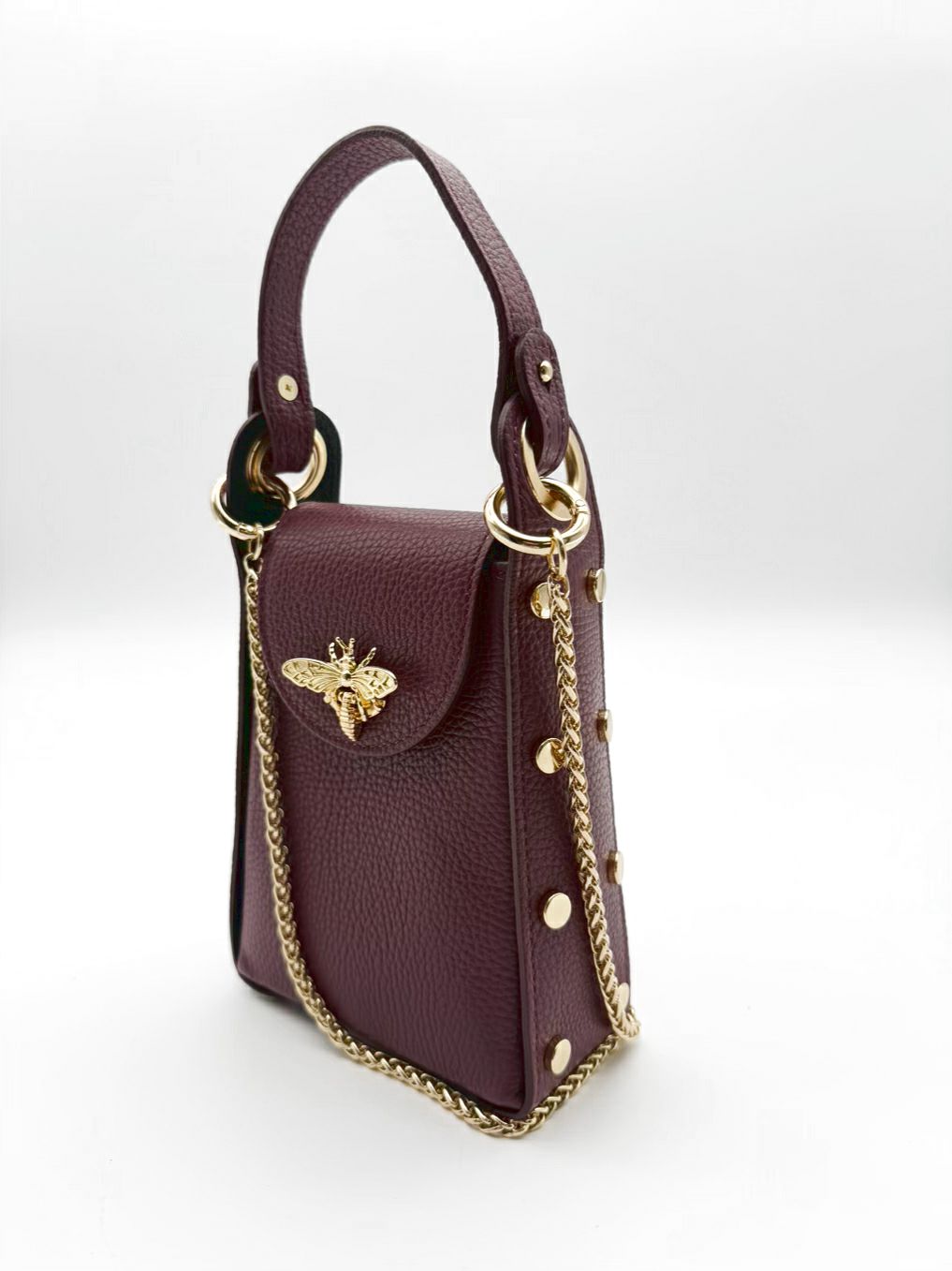 Burgundy Leather Bumblebee Crossbody Bag