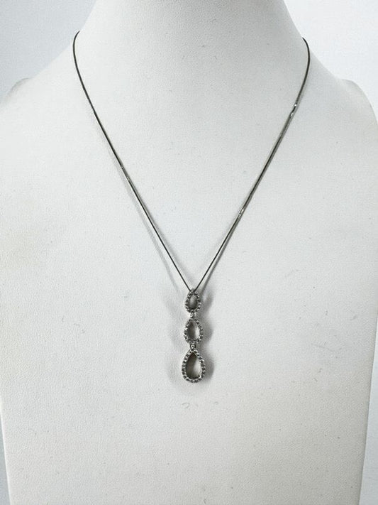 14K White Gold Diamond Cascading Teardrop Necklace