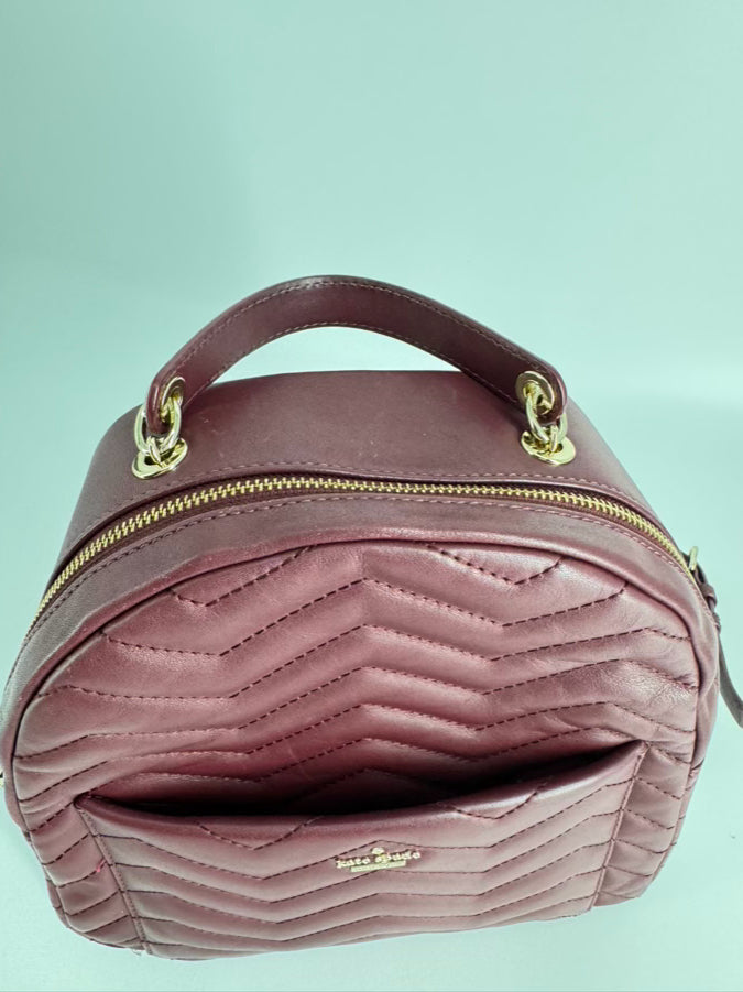 KATE SPADE Burgundy Quilted Leather Backpack