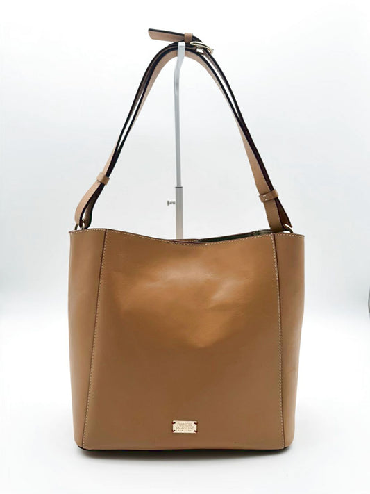 FRANCES VALENTINE Sand Leather Bucket Shoulder Bag