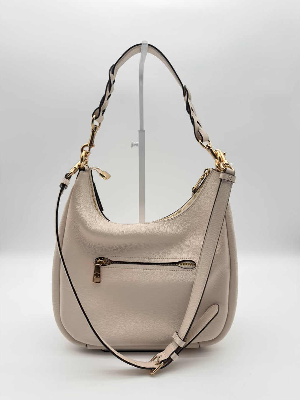COACH Jules Cream Leather Hobo Bag