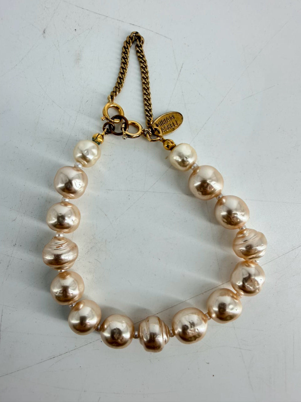 MIRIAM HASKELL Cream Baroque Pearl Bracelet