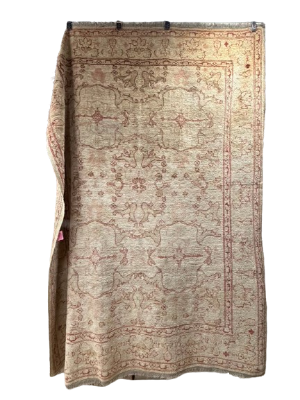 TURKISH Cream & Salmon Handmade Oushak Wool Area Rug