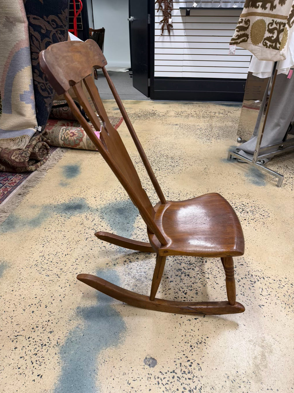 ANTIQUE Wood High Back Rocking Chair
