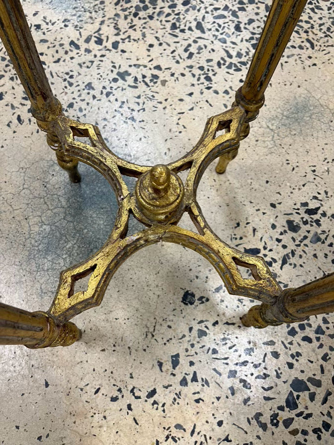 Green & Gold Wood & Marble Louis XV Round Gilded Occasional Table