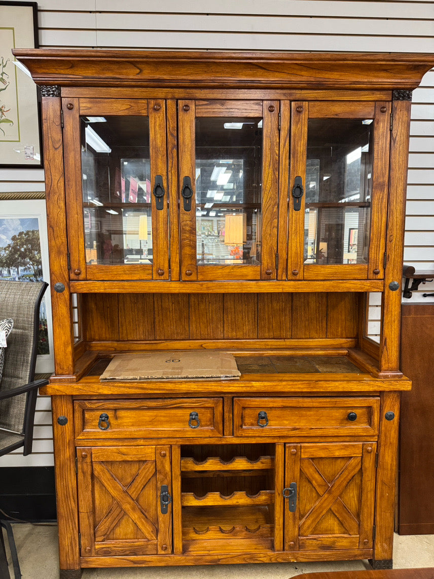 Wood 2-Piece Mirrored China Cabinet