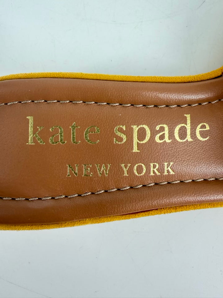 KATE SPADE Size 7.5 Mustard Leather Bow Kitten heels