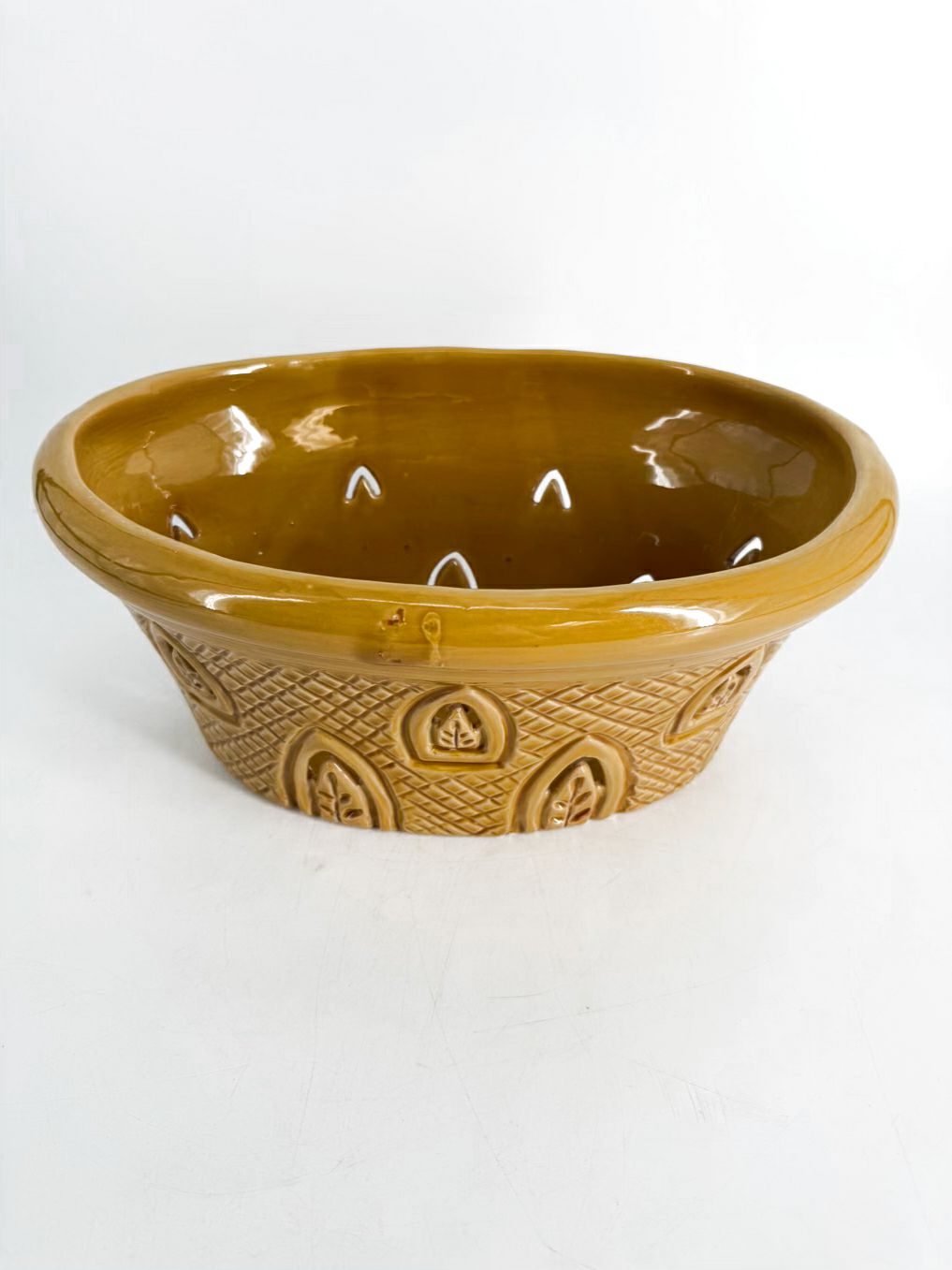 VIETRI Gold Pottery Oval Planter w/ Cutout Design