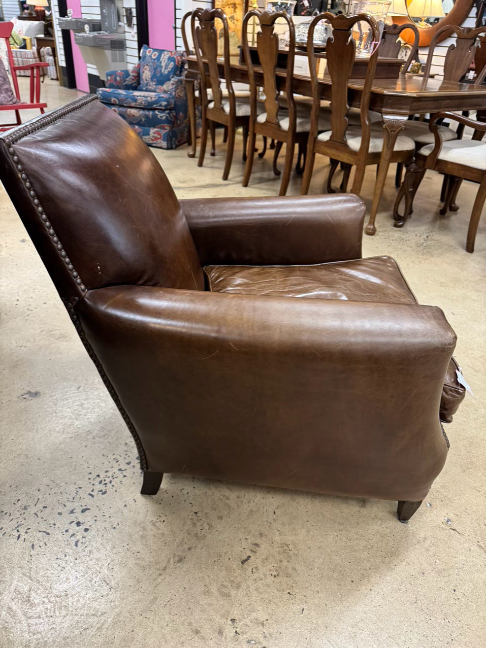 RESTORATION HARDWARE Brown Leather Nailhead Chair