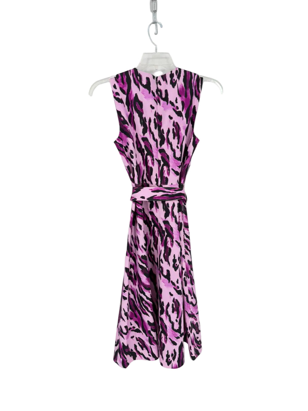 NATORI Size 6 Fuschia & Black Belted Midi-Dress NWT
