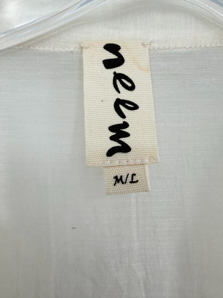 NEEM Wmn's Size M/L Cream Sheer Crochet Detail Kaftan