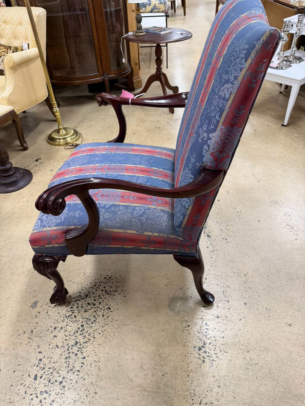 Pink & Blue Queen Ann Striped Chair