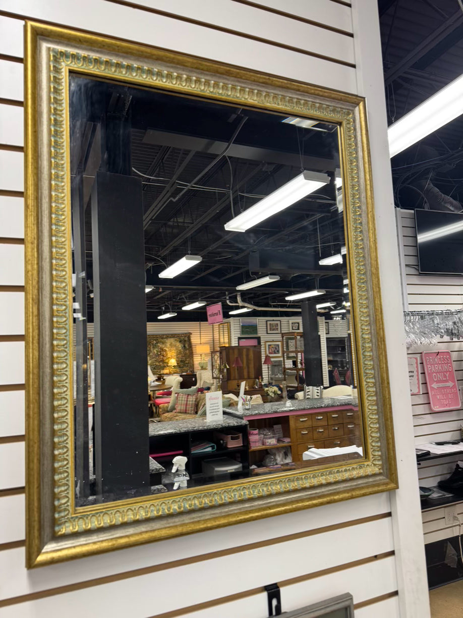 Brushed Gold & Silver Wood Beveled Mirror