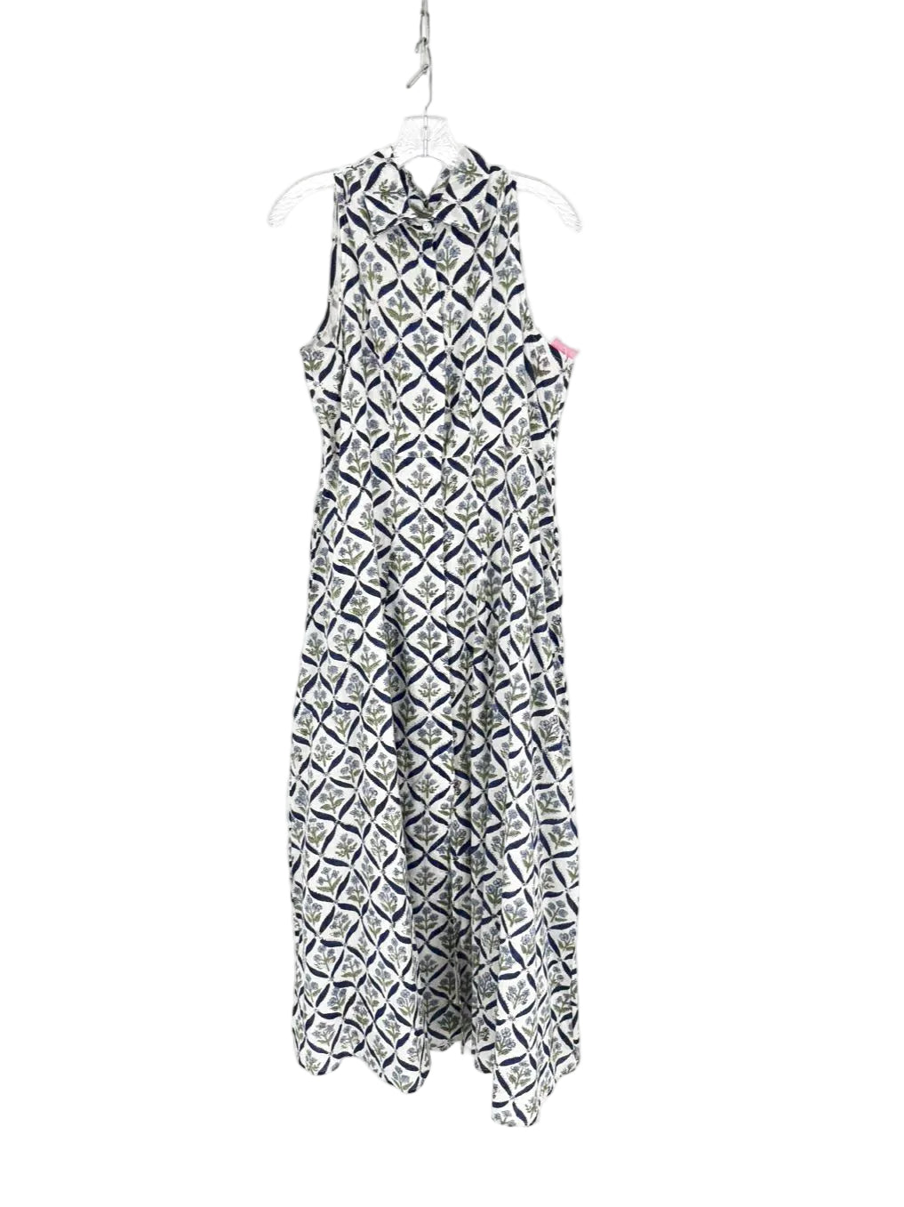 LIVRO Size Wmn's L Cream & Navy Sleeveless Floral Maxi-Dress