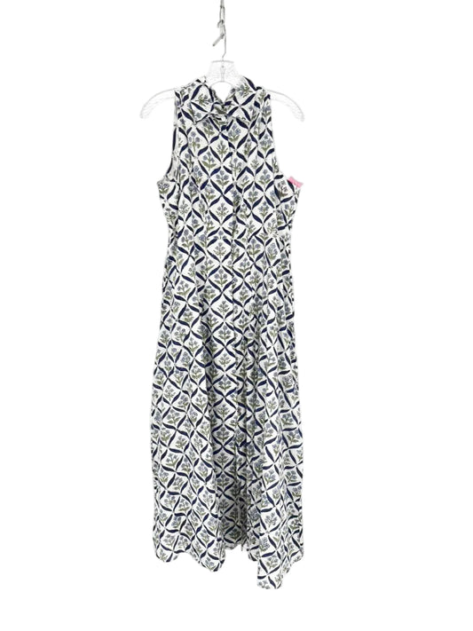 LIVRO Size Wmn's L Cream & Navy Sleeveless Floral Maxi-Dress
