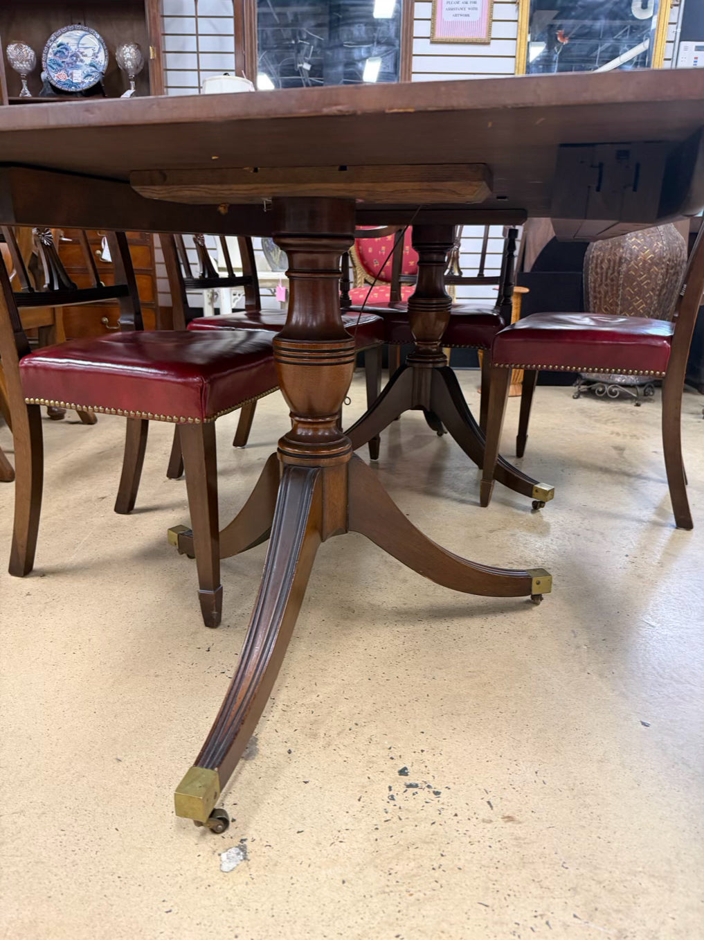BAKER Dark Wood Dinning Table & 6 Chairs w/ 4 Leaves