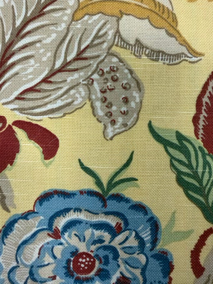 VINTAGE Yellow, Blue, Red & Green Floral Slip Covered Wingback Chair