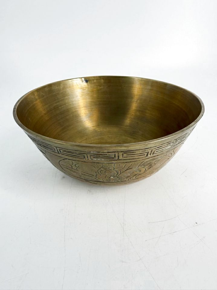 Oriental Brass Etched Bowl